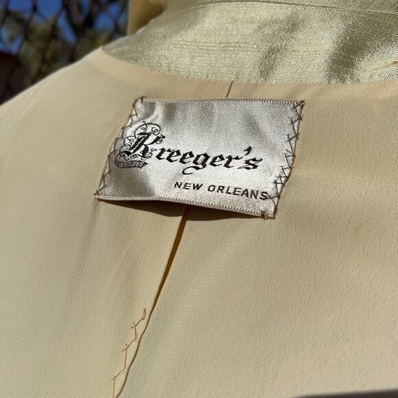 Vintage 60s 3-Piece Slubbed Silk Suit Embellished w/ Rhinestones, Pearls, Sz 14 - Picture 11 of 16